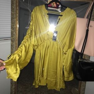 BOOHOO Satin long sleeve dress